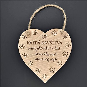 AMADEA Dřevěné srdce s nápisem Každá návštěva.., masivní dřevo, 16 x 15 cm (39197-00)