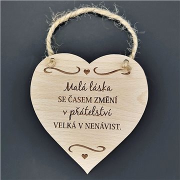 AMADEA Dřevěné srdce s nápisem Malá láska se časem...., masivní dřevo, 16 x 15 cm (39200-00)