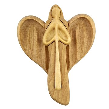 AMADEA Dřevěný anděl s flétnou, masivní dřevo, 22x15x2 cm (36357-00)