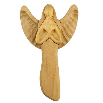 AMADEA Dřevěný anděl se srdcem, masivní dřevo, 22x15x2 cm (36364-00)