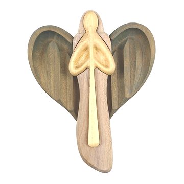 AMADEA Dřevěný anděl s flétnou, barevný, masivní dřevo, 22x15x2 cm (36375-00)
