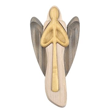 AMADEA Dřevěný anděl s flétnou, barevný, masivní dřevo, 22x12x2 cm (36377-00)