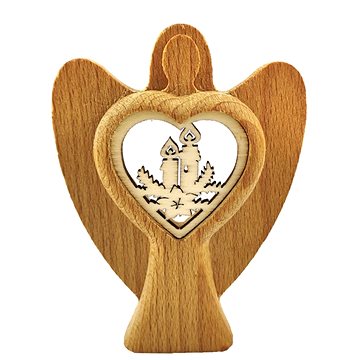AMADEA Dřevěný anděl s vkladem - svíčky, masivní dřevo, výška 10 cm (36431-0B)