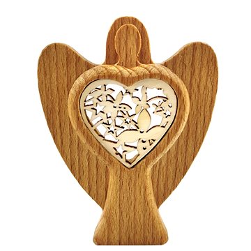 AMADEA Dřevěný anděl s vkladem - ornament, masivní dřevo, výška 10 cm (36433-0B)
