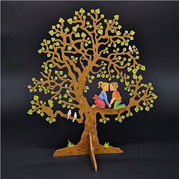 AMADEA Dřevěný 3D strom s dětmi, barevný, výška 20 cm (81434-0B)