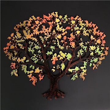 AMADEA Dřevěný strom v podzimních barvách, barevná závěsná dekorace, 34,5x29 cm (35475-00)