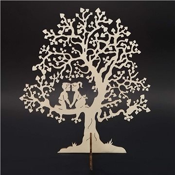 AMADEA Dřevěný 3D strom s dětmi, přírodní, výška 22 cm (02511-00)