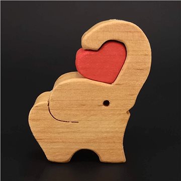 AMADEA Dřevěný slon se srdcem, masivní dřevo, 6x5x2 cm (36687-00)