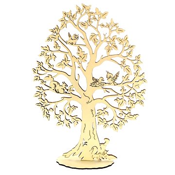 AMADEA Dřevěný 3D strom s veverkami a ptáky, výška 28 cm (25742-00)