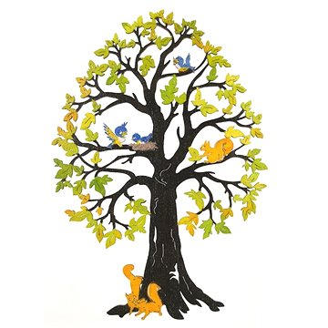 AMADEA Dřevěný strom se zvířaty, barevná dekorace k zavěšení, výška 28 cm (89960-0B)