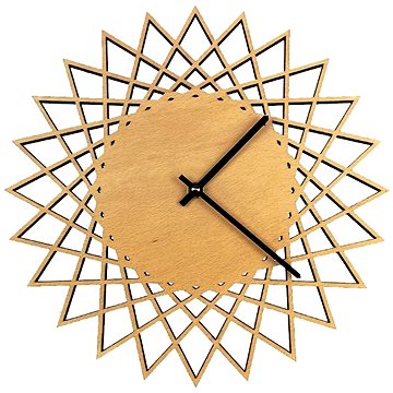 AMADEA Dřevěné hodiny nástěnné ve tvaru slunce, masivní dřevo, průměr 30 cm (39941-00)