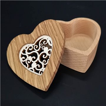 AMADEA Dřevěná krabička ve tvaru srdce, masivní dřevo s vkladem z topolové překližky, 8x8x3 cm (36700-00)