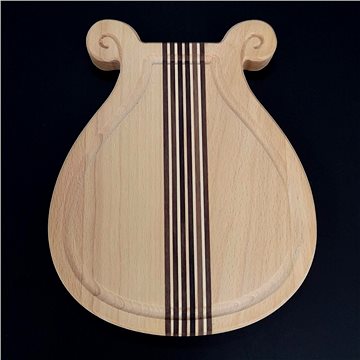 AMADEA Dřevěné prkénko s drážkou ve tvaru lyry, masivní dřevo, 20x18x2 cm (27198-00)