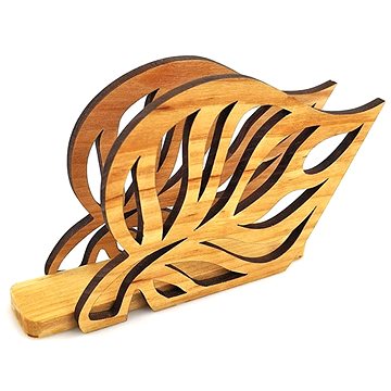 AMADEA Dřevěný stojánek na ubrousky ve tvaru listu, masivní olše, 14x8,5x3,5 cm (26941-00)