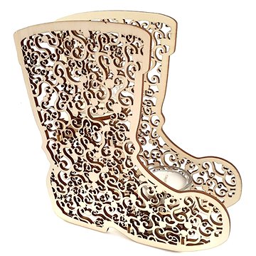 AMADEA Dřevěný svícen bota, 20 cm (02843-00)