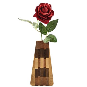 AMADEA Dřevěná váza trojúhelníková, masivní dřevo čtyř druhů dřevin, výška 23 cm (86634-00)