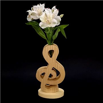 AMADEA Dřevěná váza ve tvaru houslového klíče, masivní dřevo, výška 24 cm (25876-00)