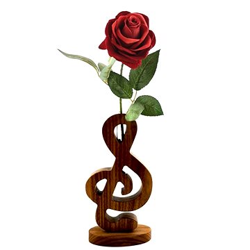 AMADEA Dřevěná váza ve tvaru houslového klíče, masivní dřevo, výška 24 cm (25877-00)