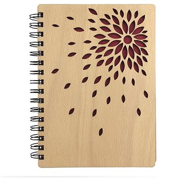AMADEA Dřevěný zápisník A5 - květ