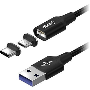 AlzaPower MagCore 2in1 USB-C + Micro USB, 5A, 1m černý (APW-CBMG50010B)