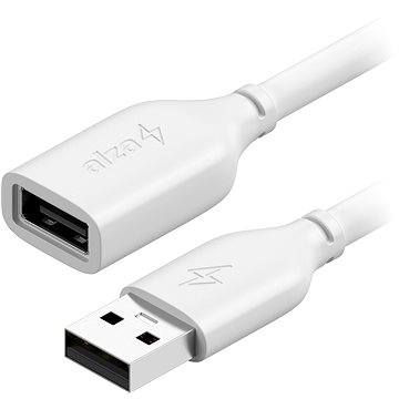 AlzaPower Core USB-A (M) to USB-A (F) 2.0, 0.5m bílý (APW-CBAMAF205W)