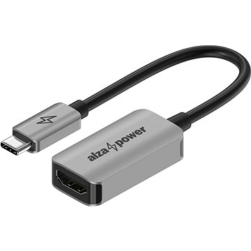 AlzaPower USB-C (M) na HDMI 2.1 8K 60Hz (F) 0.1m stříbrná (APW-ADTCHD05S)