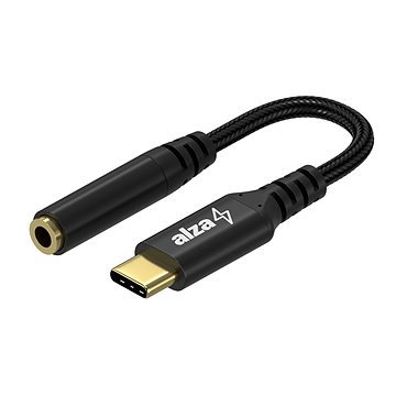 AlzaPower USB-C (M) na 3.5mm Jack (F) 0.1m černá (APW-ADTC3J01B)