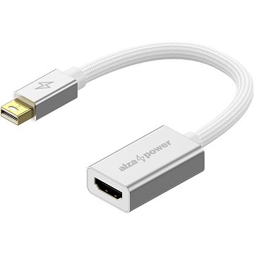 AlzaPower AluCore Mini DisplayPort (M) na HDMI 4K 30Hz (F) stříbrná (APW-ADMDPHD2S)