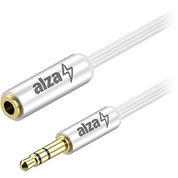 AlzaPower AluCore Audio 3.5mm Jack (M) to 3.5mm Jack (F) 1m stříbrný (APW-CBA3JF01S)