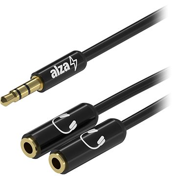AlzaPower 3.5mm Jack (M) to 2x 3.5mm Jack (F) 0.15m adapter černý (APW-ADCBA3JM23JF0015B)