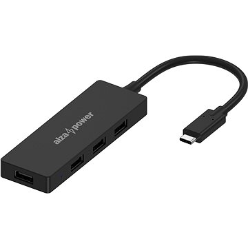 AlzaPower FlatCore USB-C (M) na 4× USB-A 2.0 (F) černý (APW-HCCF4A2B)