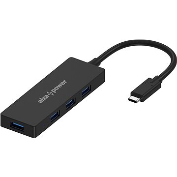 AlzaPower FlatCore USB-C (M) na 4× USB-A 3.0 (F) černý (APW-HCCF4A3B)