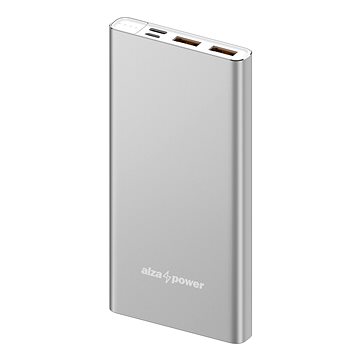 AlzaPower Metal 10000mAh Fast Charge + PD3.0 stříbrná (APW-PBM10CFS)