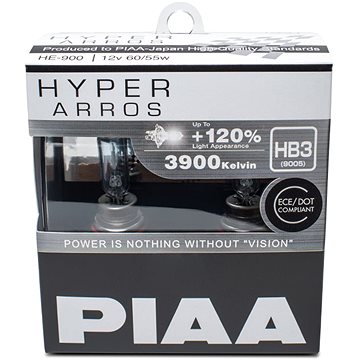 PIAA Hyper Arros 3900K HB3 + 120% zvýšený jas, 2ks (HE-909)