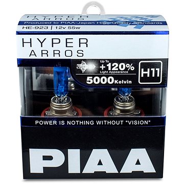 PIAA Hyper Arros 5000K H11 + 120%. jasně bílé světlo o teplotě 5000K, 2ks (HE-926)