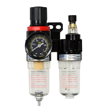 GEKO Regulátor tlaku s filtrem a manometrem a přim. oleje, max. prac. tlak 9bar (G01176)