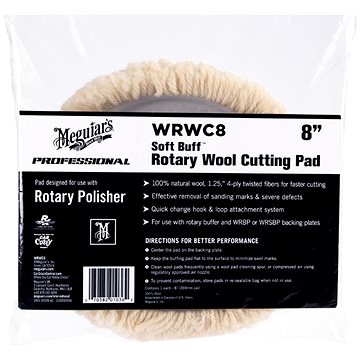 Meguiar's Soft Buff Rotary Wool Pad 8" / 200 mm - vlněný leštící kotouč určený pro rotační leštičku, (WRWC8)