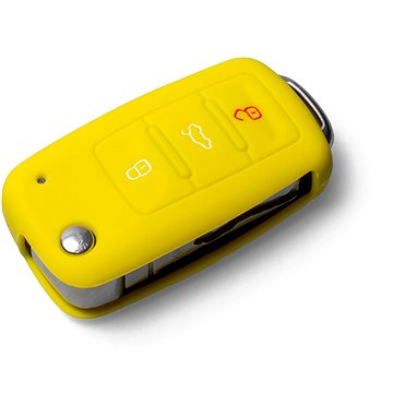 Ochranné silikonové pouzdro na klíč pro VW/Seat/Škoda s vystřelovacím klíčem, barva žlutá (SZBE-001Y)