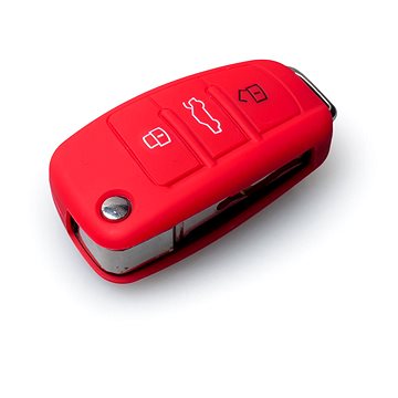 Ochranné silikonové pouzdro na klíč pro Audi s vystřelovacím klíčem, barva červená (SZBE-032R)