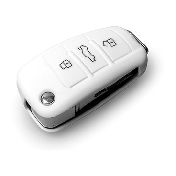 Ochranné silikonové pouzdro na klíč pro Audi s vystřelovacím klíčem, barva bílá (SZBE-032W)