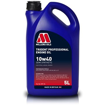 Millers Oils Polosyntetický motorový olej Trident Professional 10W-40 5l (59915)