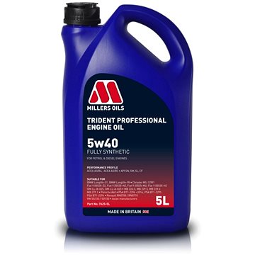 Millers Oils Plně syntetický motorový olej Trident Professional 5W-40 5l (76255)