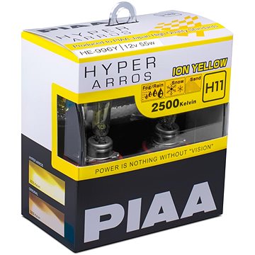 PIAA Hyper Arros Ion Yellow 2500KK H11 - teplé žluté světlo 2500K pro použití v extrémních podmínkác (HE-996Y)