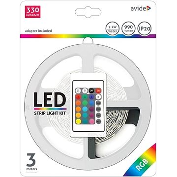 Avide Set LED pásek RGB s ovládáním a zdrojem 3m (ABLSBL12V5050-30RGB)