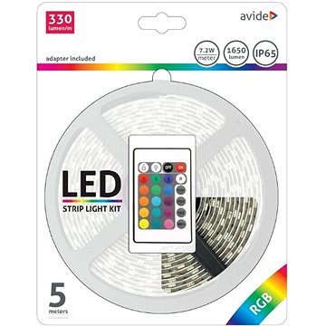 Avide Set voděodolný LED pásek s ovládáním a zdrojem 5m (ABLSBL12V5050-30RGB65)