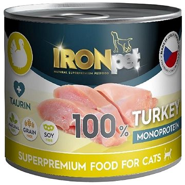 IRONpet Cat Turkey (krůta) 100 % Monoprotein, konzerva 200 g (IR15874)