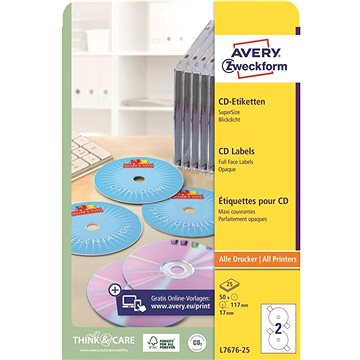 Avery Zweckform L7676-25 Samolepící etikety na CD (L7676-25)