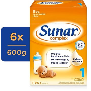 Sunar Complex 1 počáteční kojenecké mléko, 6× 600 g (8592084416591)