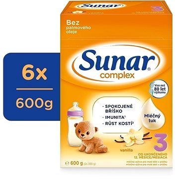 Sunar Complex 3 batolecí mléko vanilka, 6× 600 g (8592084416652)