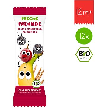 Freche Freunde BIO Ovocná tyčinka - Banán, hroznové víno a černý jeřáb 12× 23 g (0745110150015)